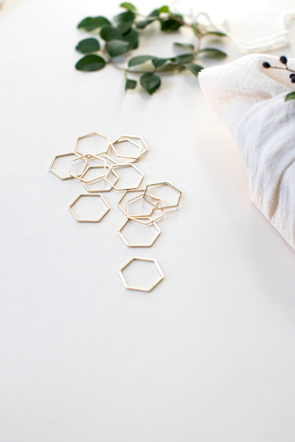 Minimal 14K Gold Stitch Markers - Honeycomb