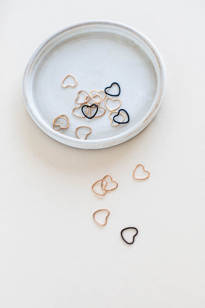 Minimal 14K Gold Stitch Markers - Heart