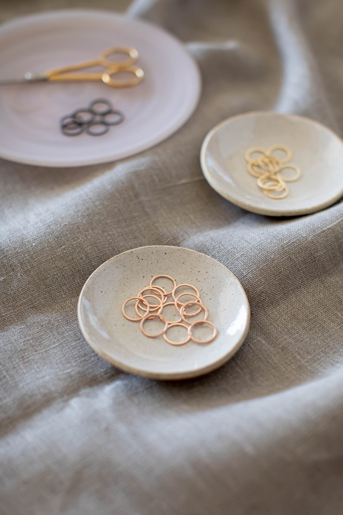 Minimal 14K Gold Stitch Markers - Round