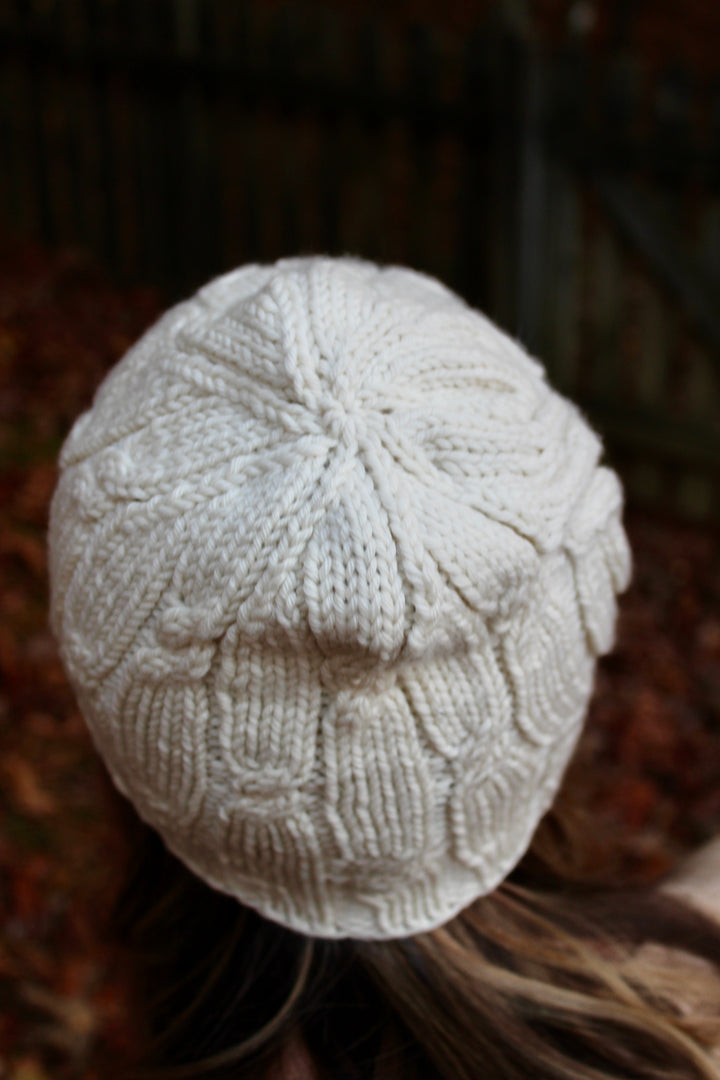 Serene Snow Hat Pattern by Megan Gonzalez