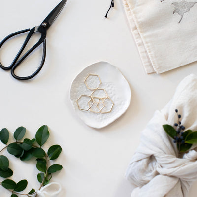 Minimal 14K Gold Stitch Markers - Honeycomb