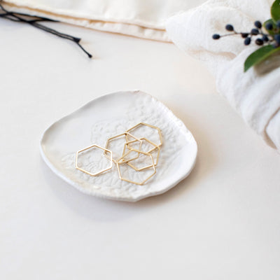 Minimal 14K Gold Stitch Markers - Honeycomb